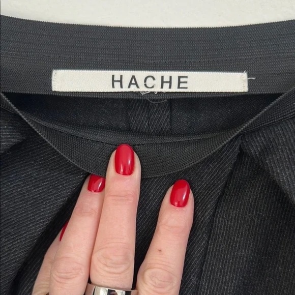 Black Knee-Length Hache Wool Pencil Skirt sz S - Picture 2 of 8